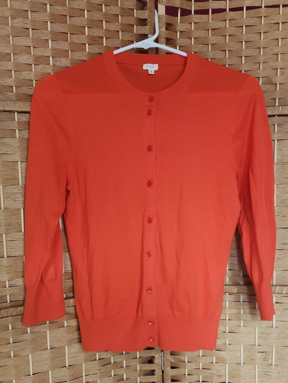 JCrew, Women's Sz M, Classic ORANGE, FALL, SPRING Crewneck Button-Front Sweater
